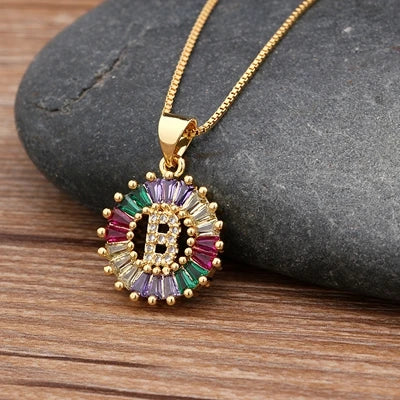 Colorful Diamond Initial Necklace 2.0