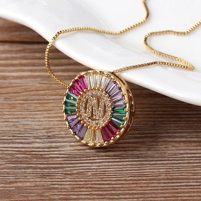 Colorful Diamond Initial Necklace