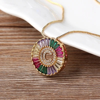Colorful Diamond Initial Necklace