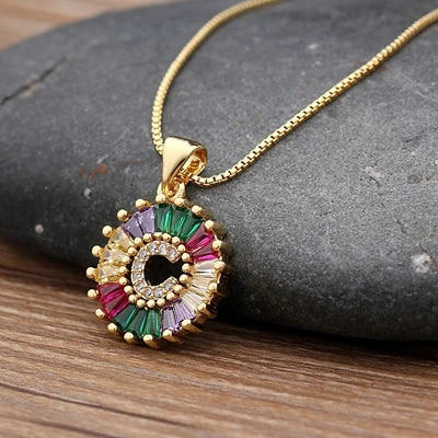Colorful Diamond Initial Necklace 2.0