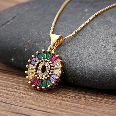 Colorful Diamond Initial Necklace 2.0