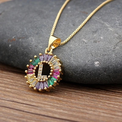 Colorful Diamond Initial Necklace 2.0
