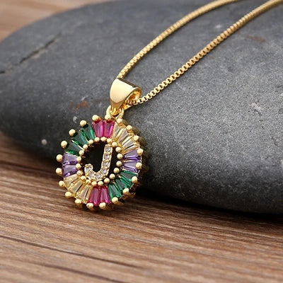 Colorful Diamond Initial Necklace 2.0