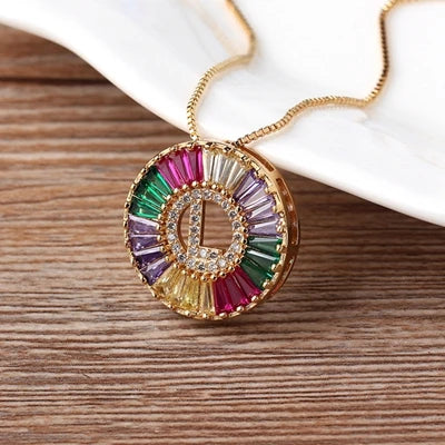 Colorful Diamond Initial Necklace