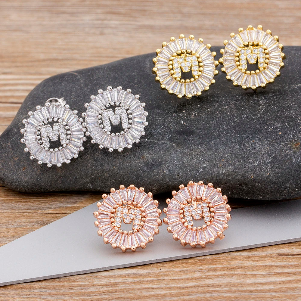 Diamond Initial Stud Earrings
