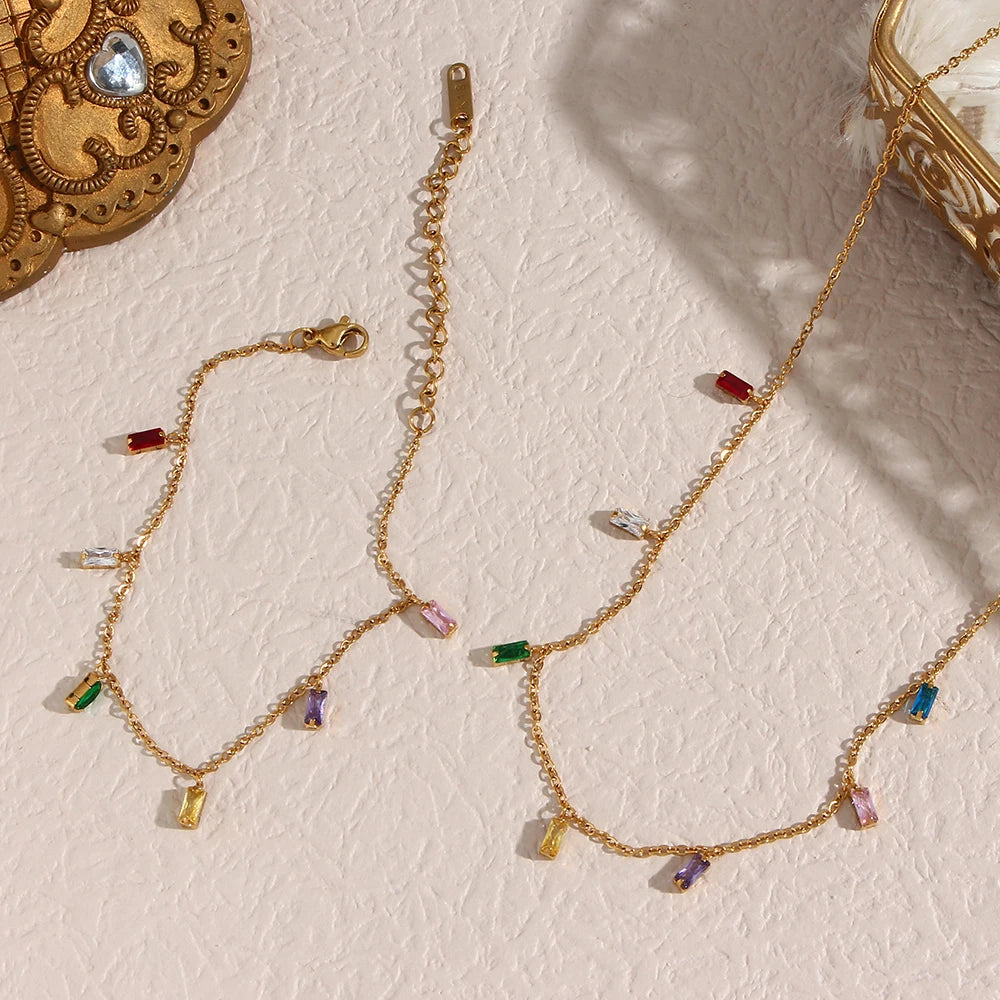 18k Colorful Crystal Jewelry Set