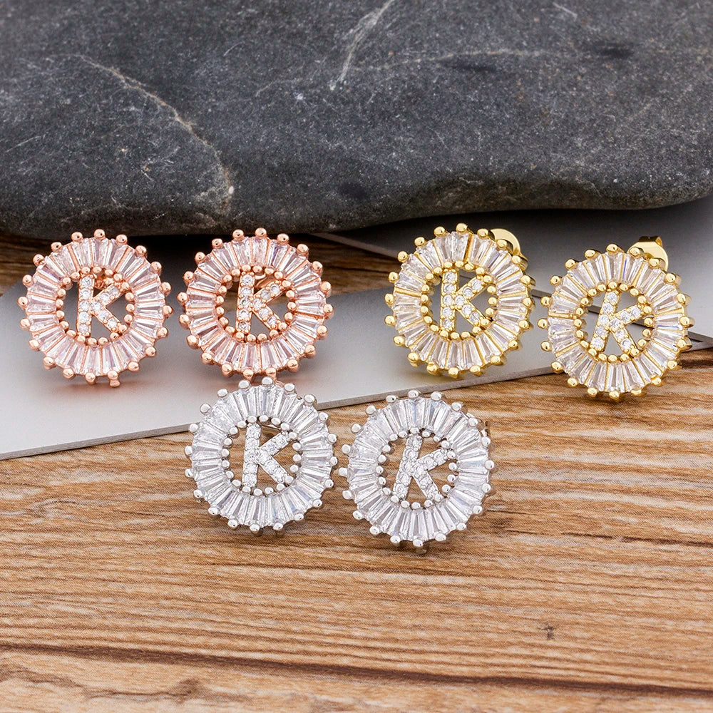 Diamond Initial Stud Earrings