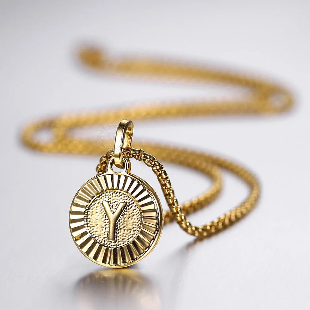 Round Dial Initial Necklace