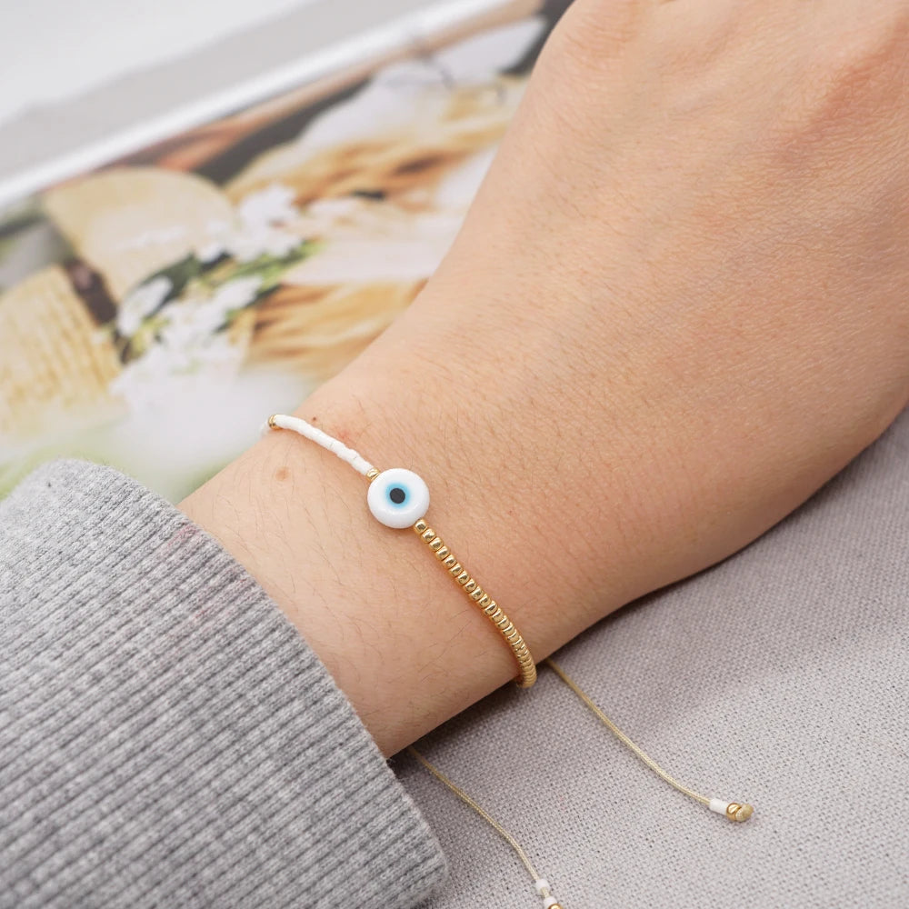 Dainty Beaded Evil Eye Bracelet