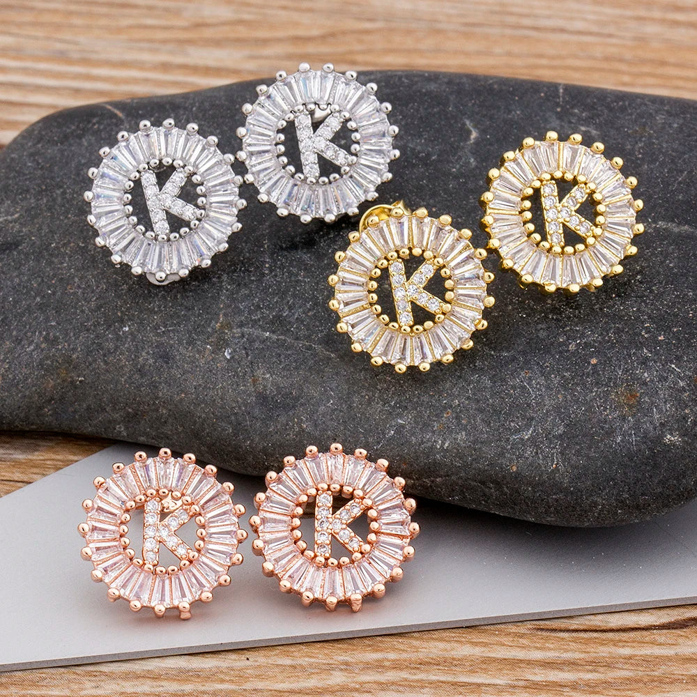 Diamond Initial Stud Earrings