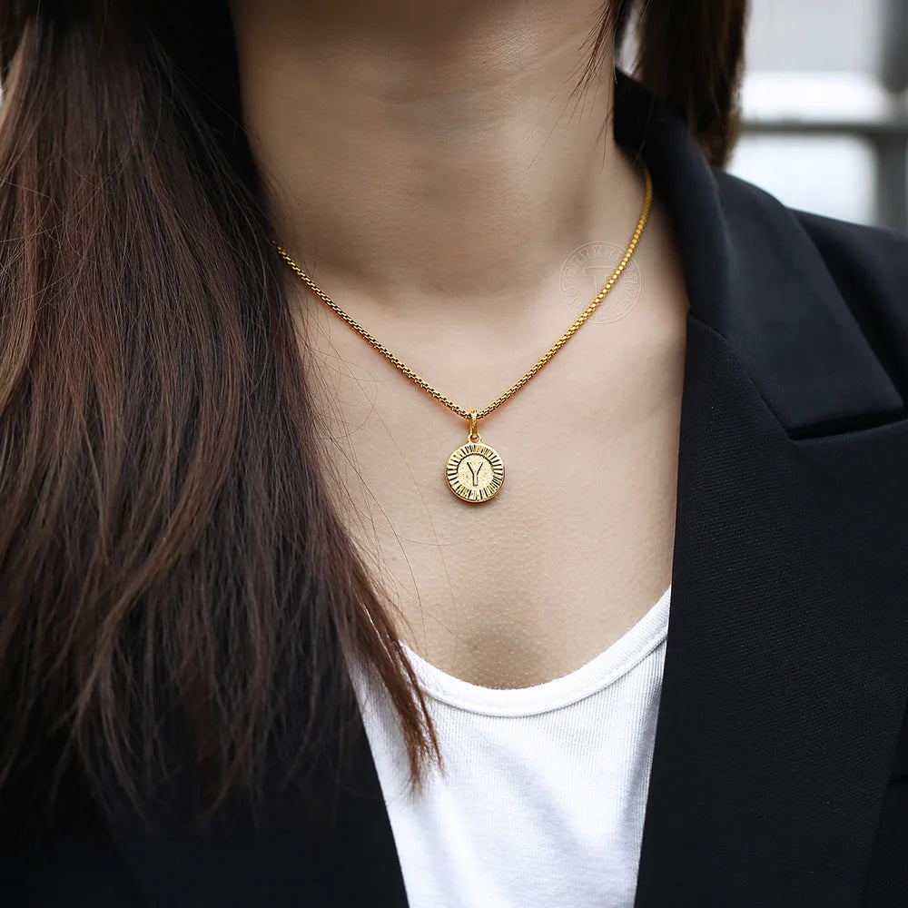 Round Dial Initial Necklace