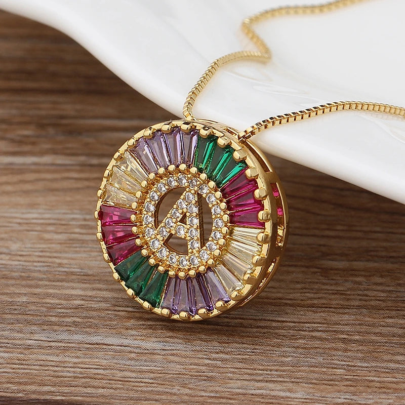 Colorful Diamond Initial Necklace