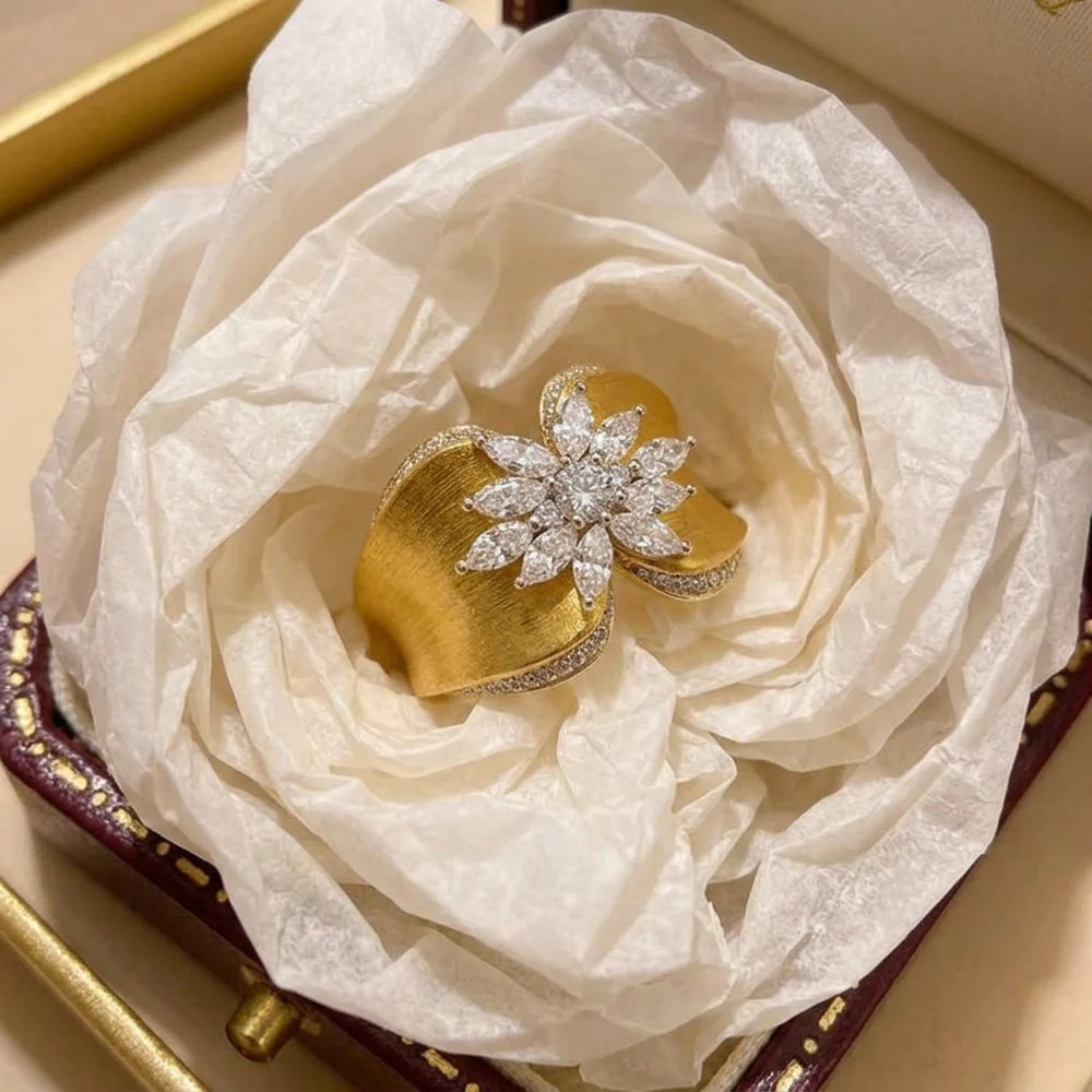 Brushed Crystal  Butterfly Ring