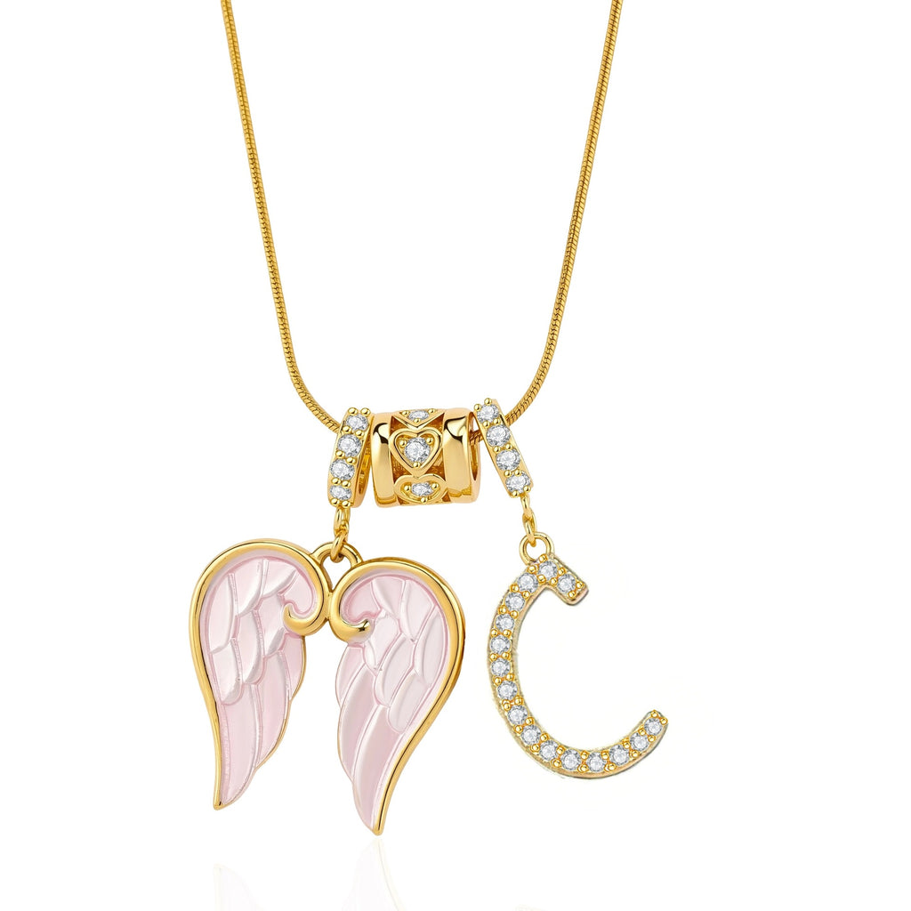 Guardian Angel Initial Necklace