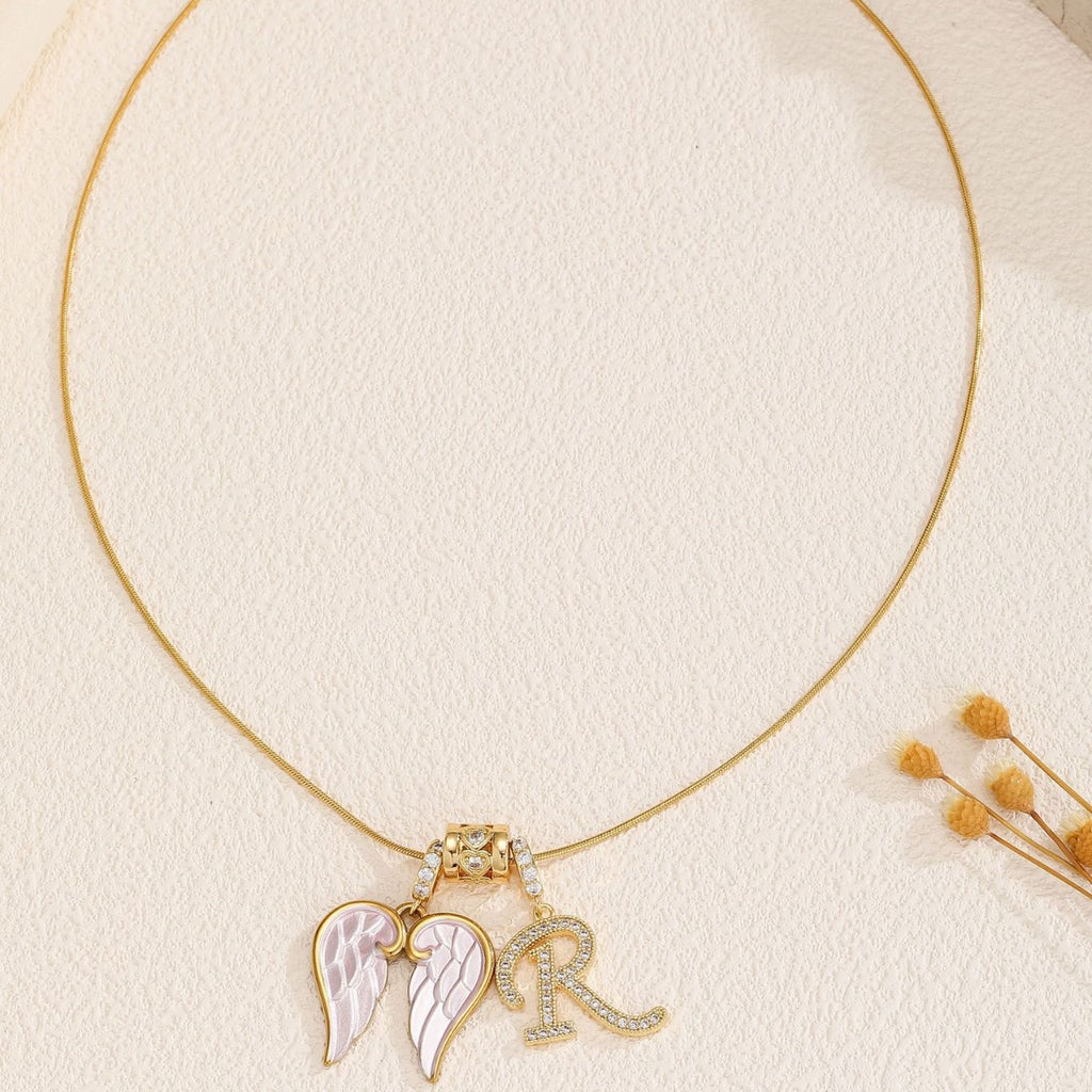 Guardian Angel Initial Necklace