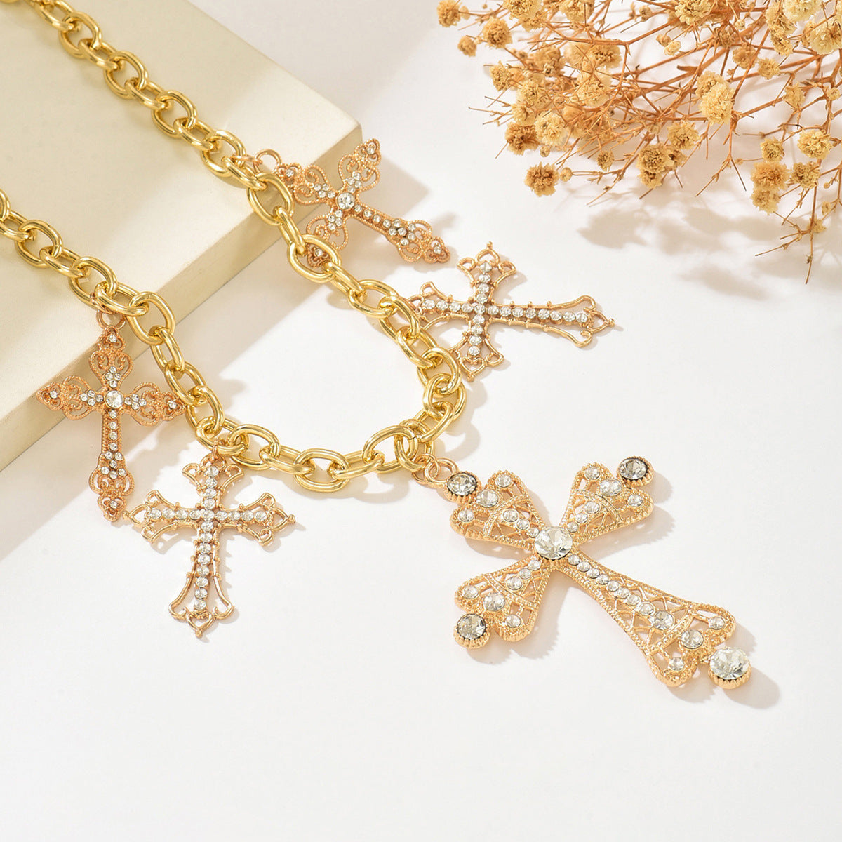 Chunky Cathedral Cross Necklace
