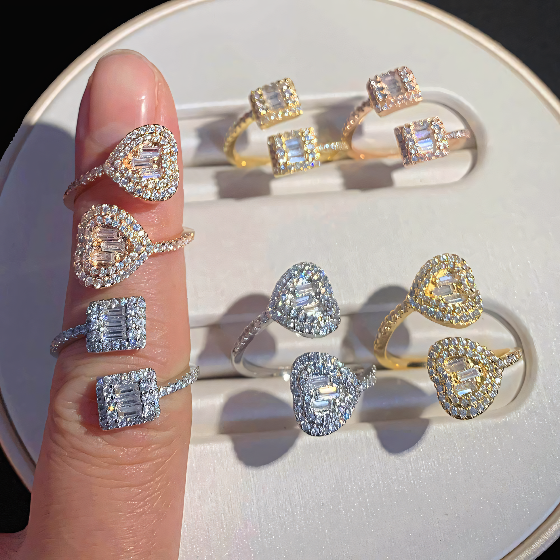 18k Adjustable Dual Heart Ring