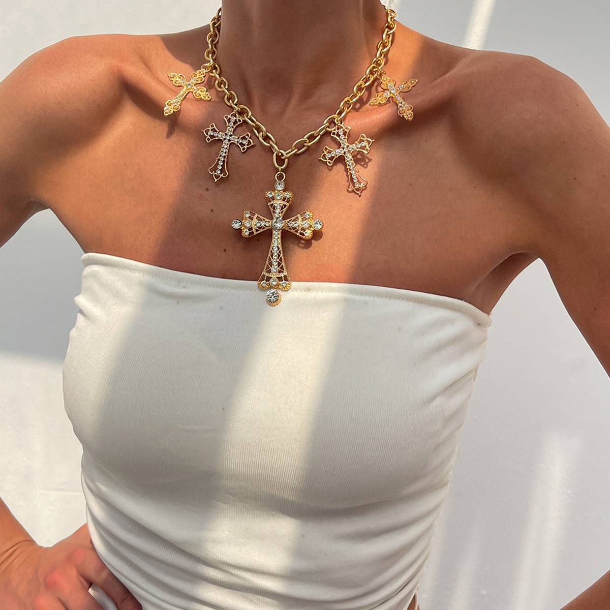 Chunky Cathedral Cross Necklace