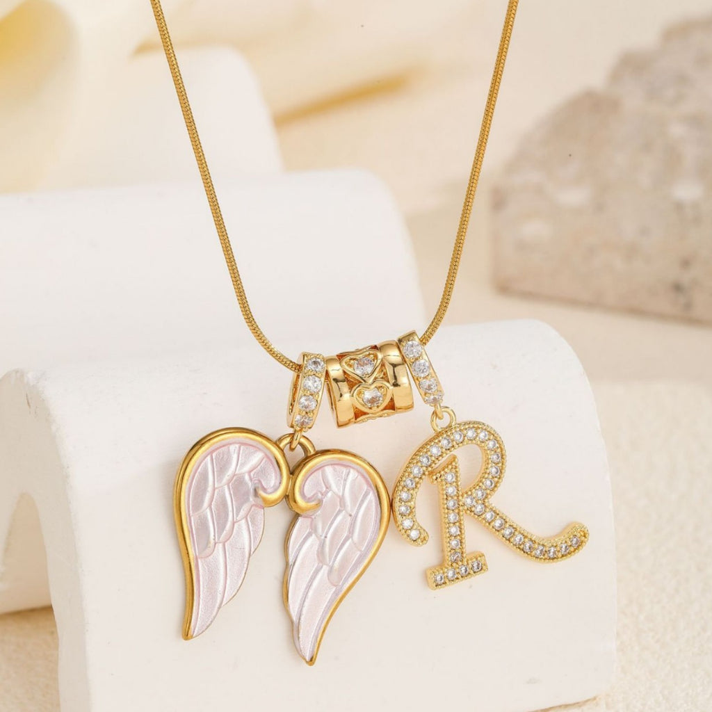 Guardian Angel Initial Necklace