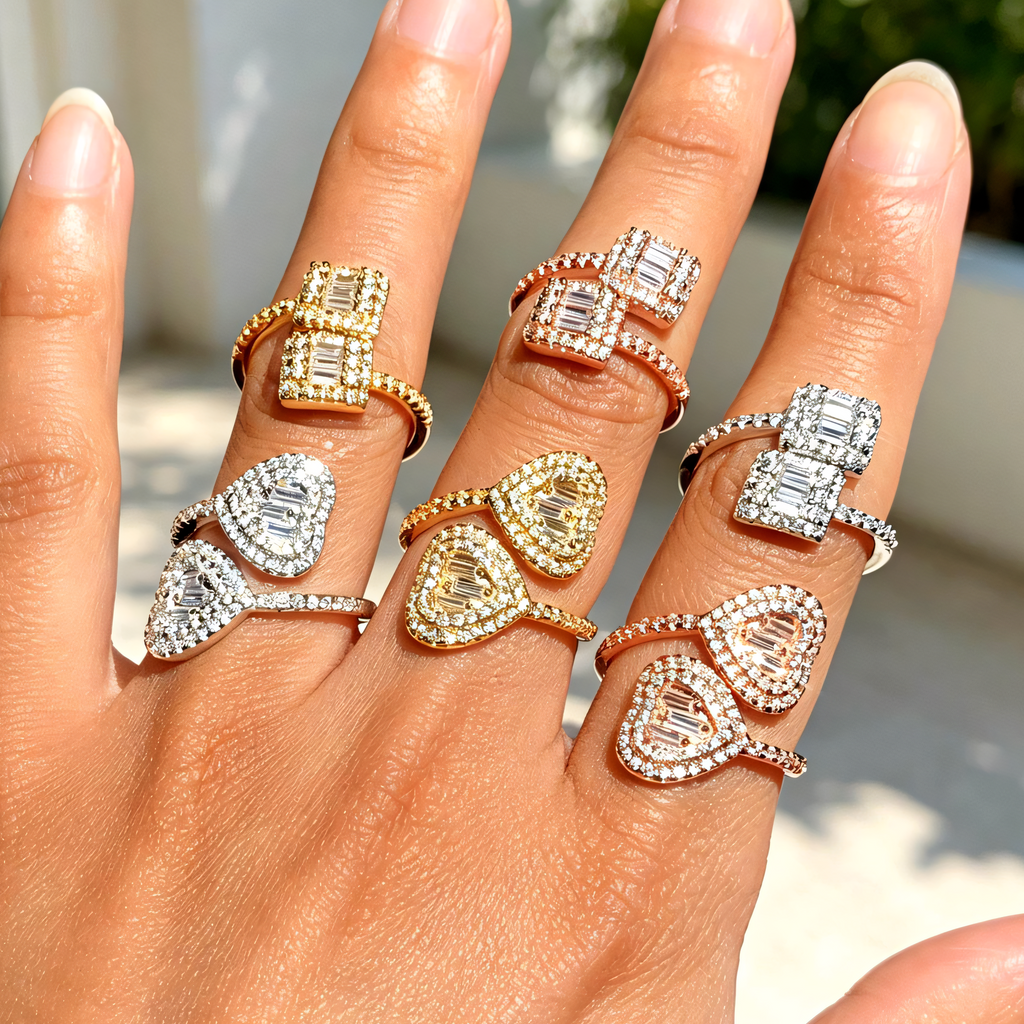 18k Adjustable Dual Heart Ring