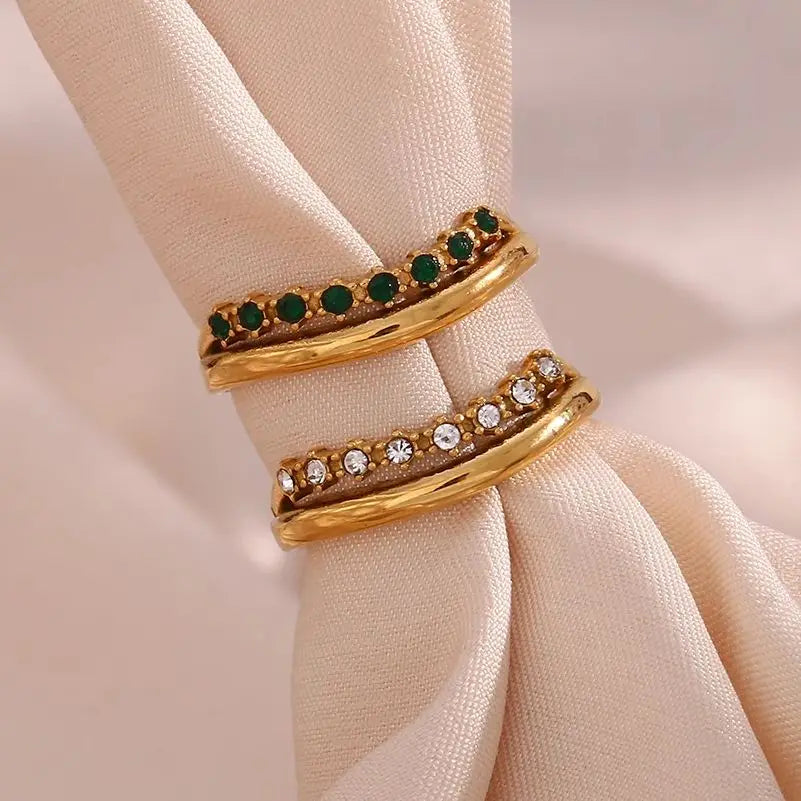 18k Dual Layer Paved Ring