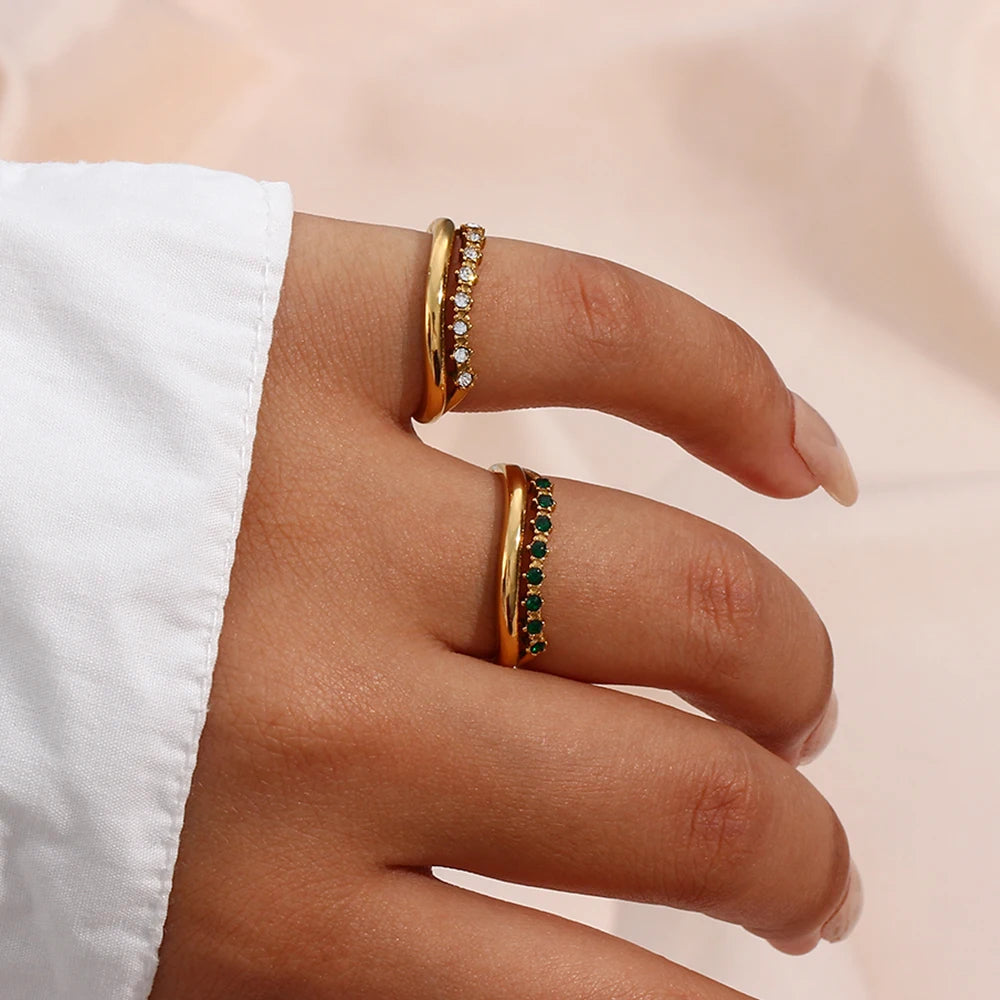 18k Dual Layer Paved Ring