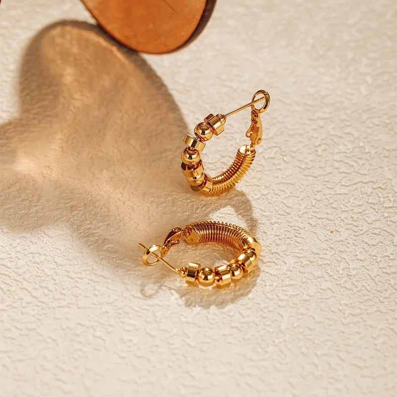 18k Textured Bead Earrings