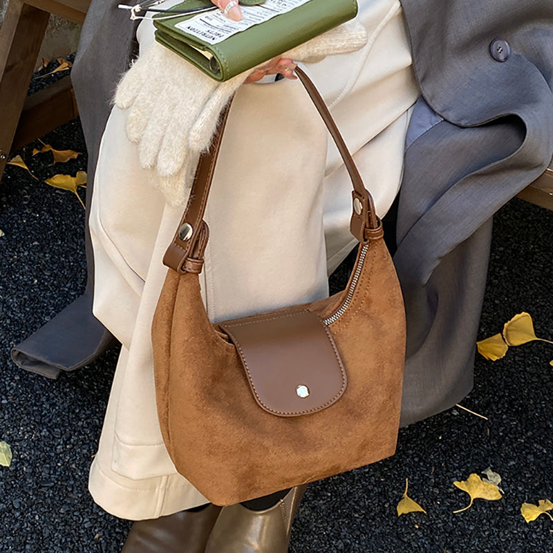 Suede Hobo Shoulder Bag