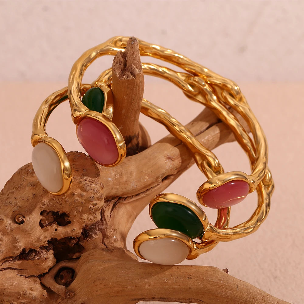 18k Irregular Stone Twig Bracelet