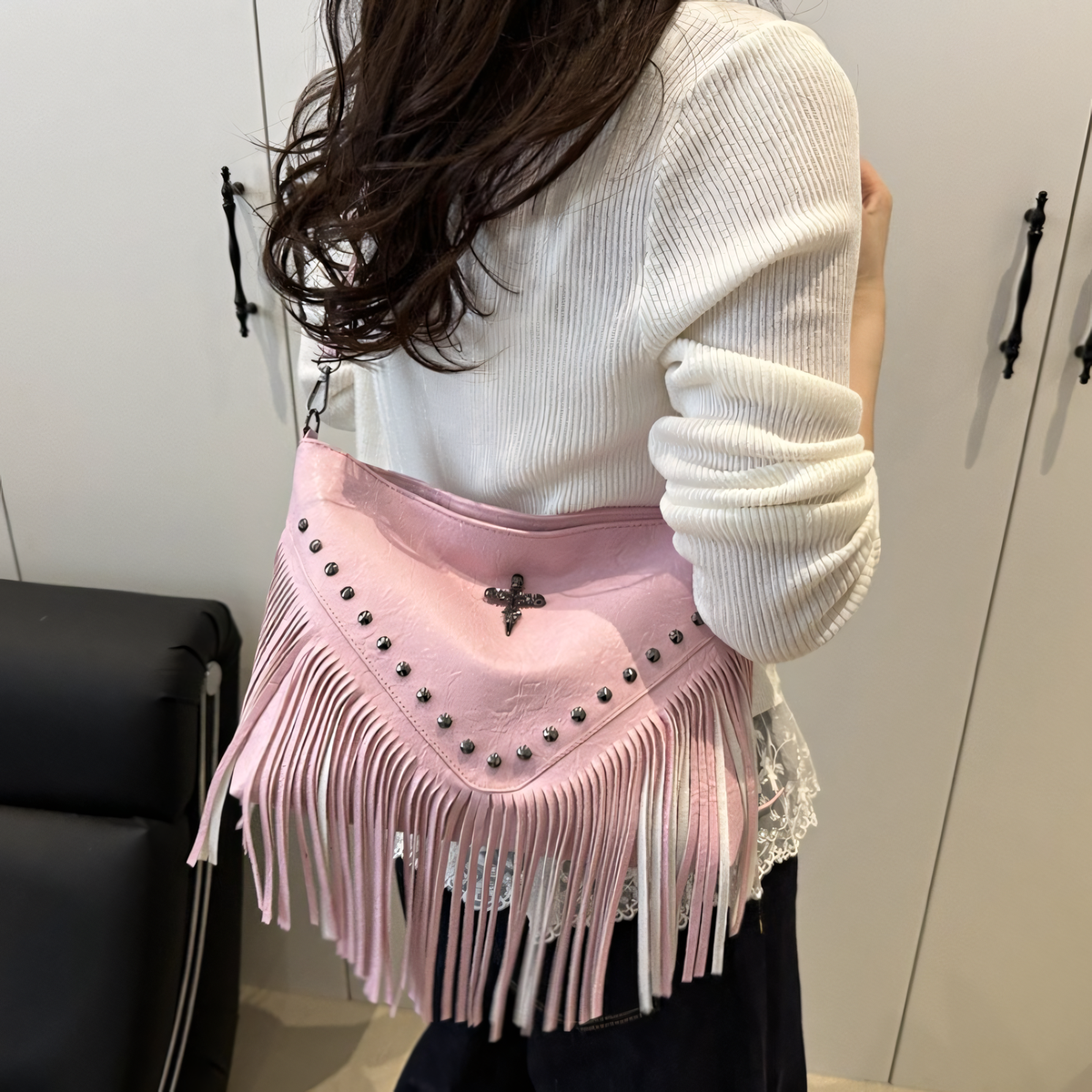 Western Cross Fringe Purse