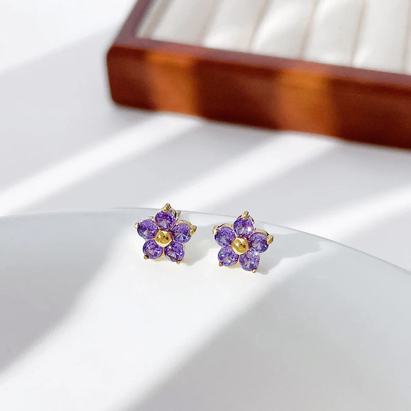 Dainty Crystal Flower Earrings