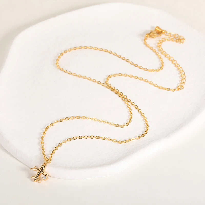 Dainty Travel Airplane Necklace