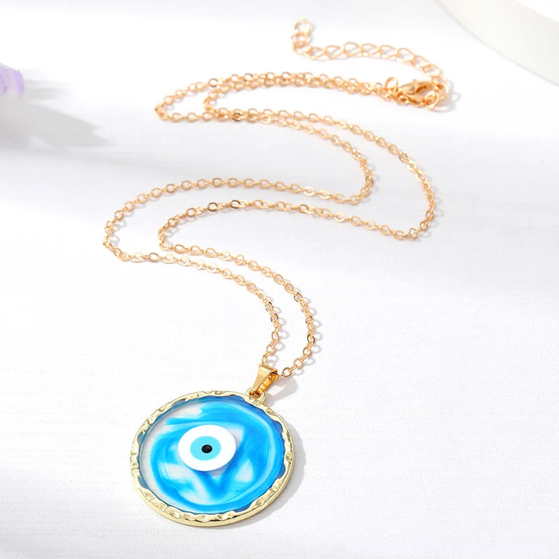 Round Pendant Evil Eye Necklace