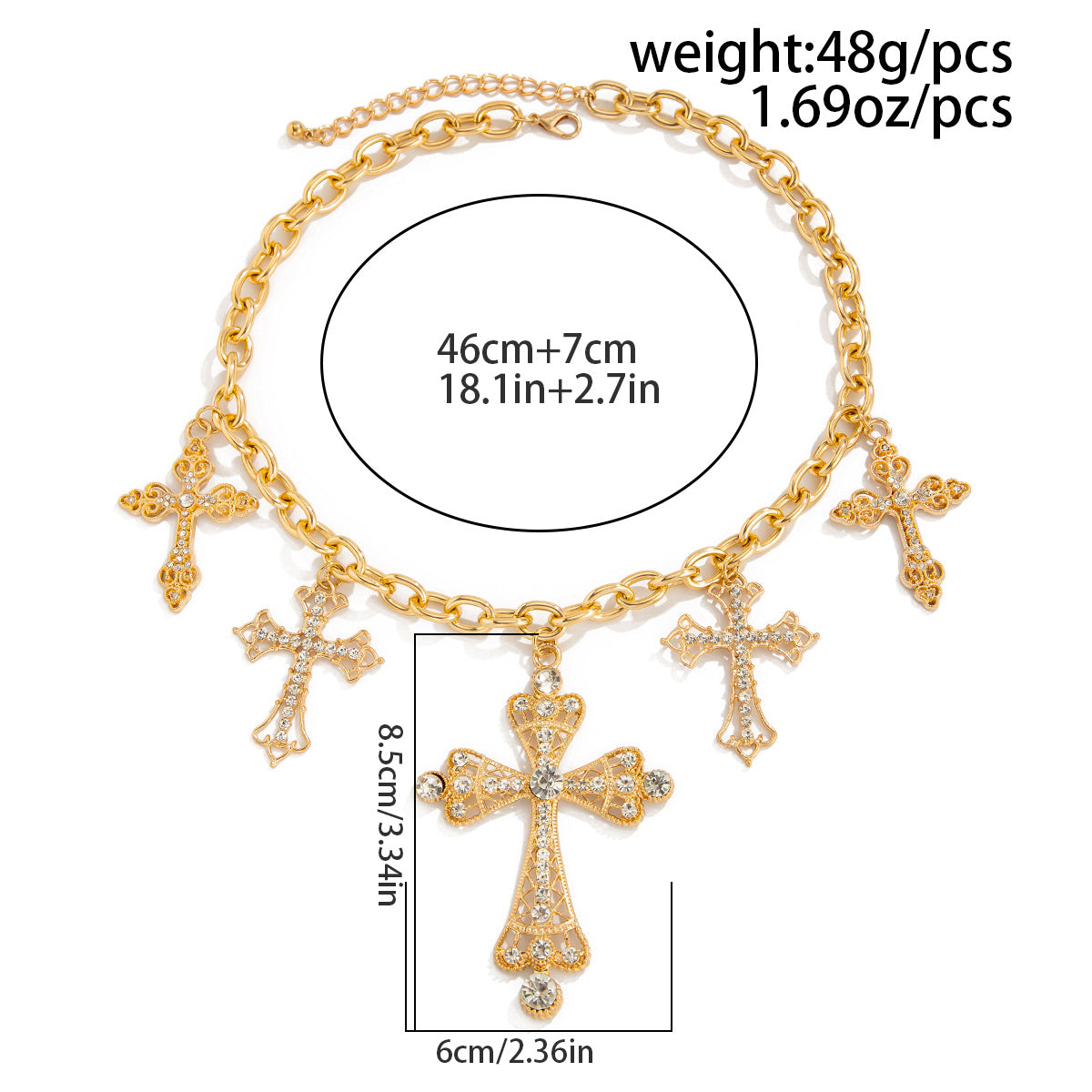 Chunky Cathedral Cross Necklace
