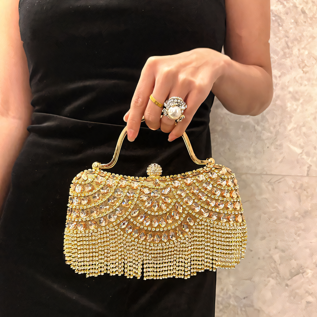 Crystal Tassel Evening Clutch Bag