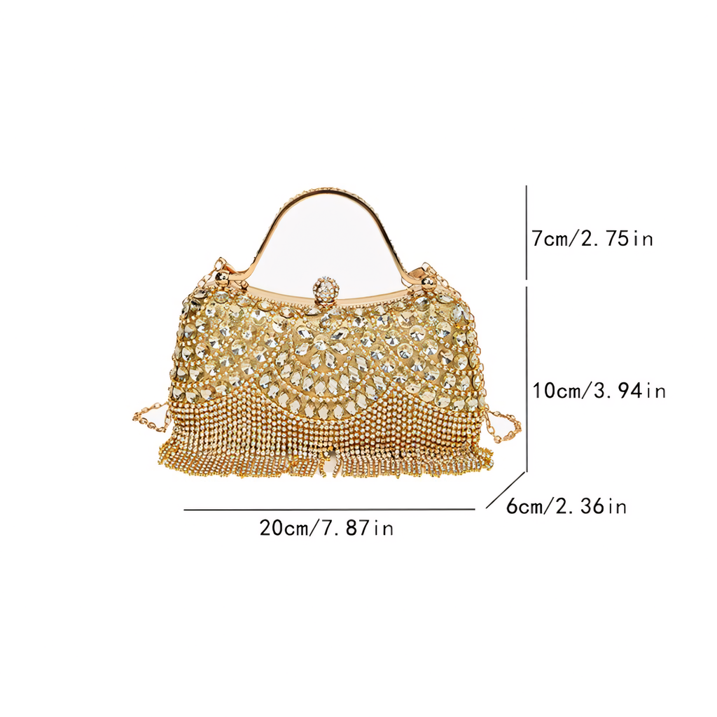 Crystal Tassel Evening Clutch Bag