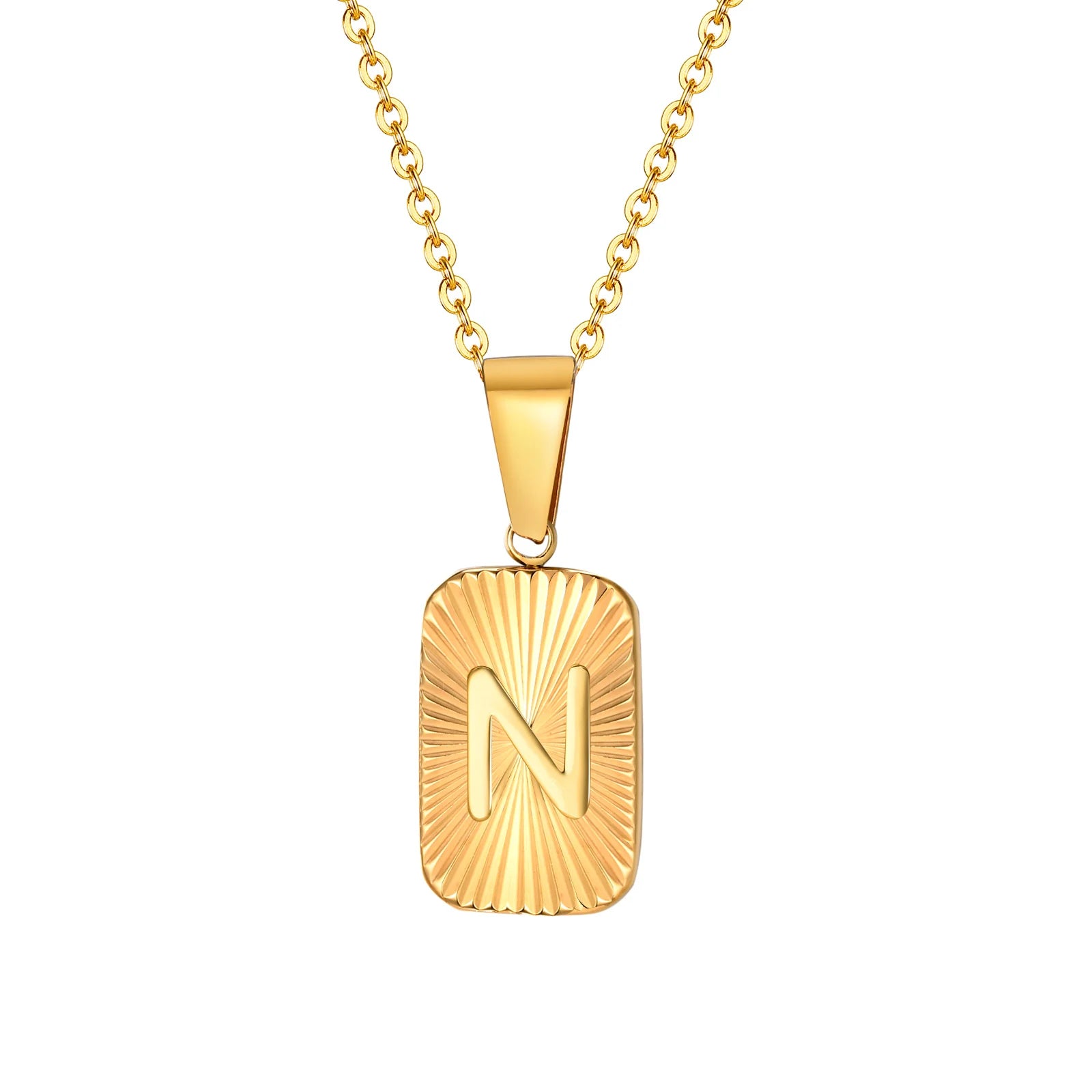 18k Square Ray Initial Necklace
