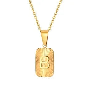 18k Square Ray Initial Necklace
