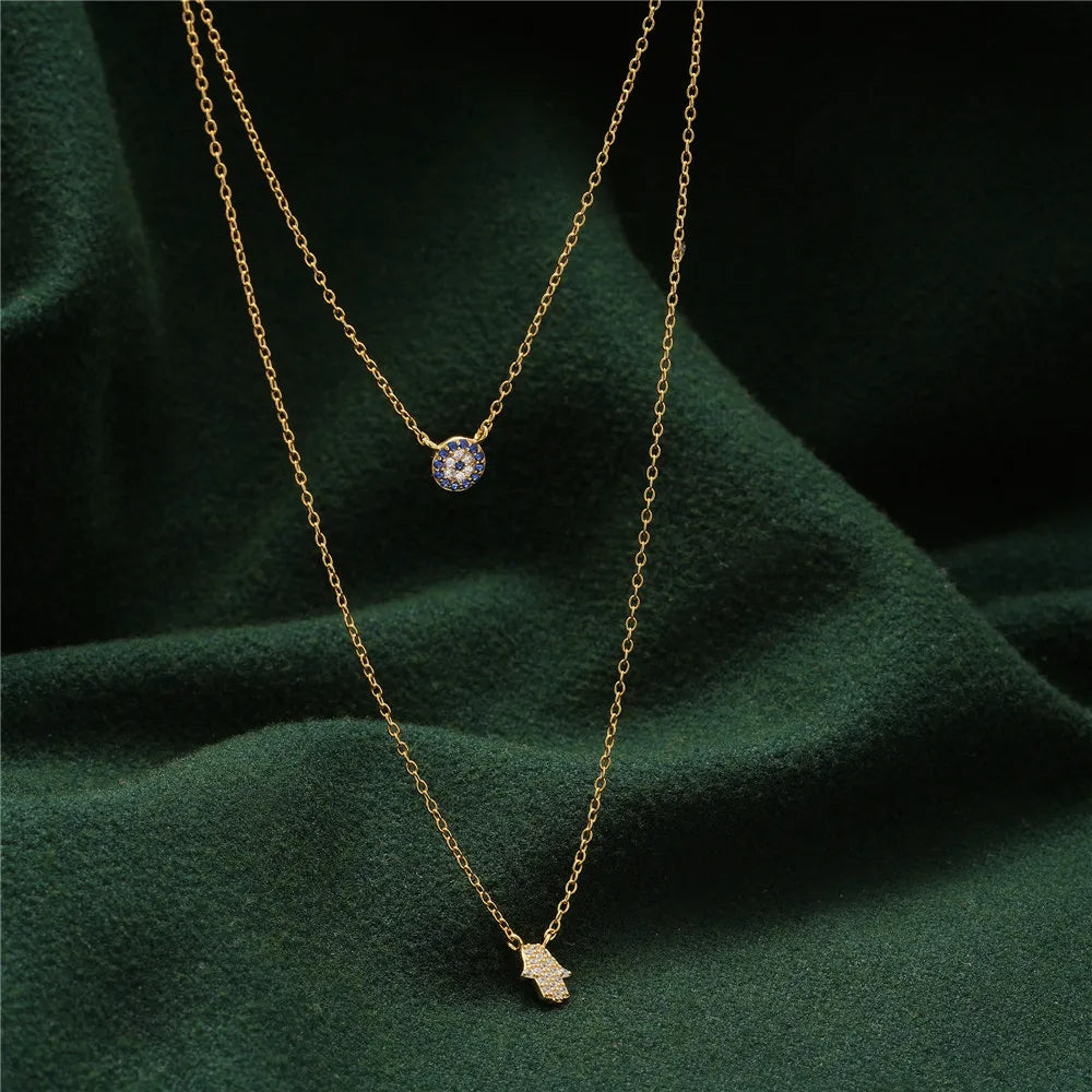Double Layer Dainty Evil Eye Necklace 2.0