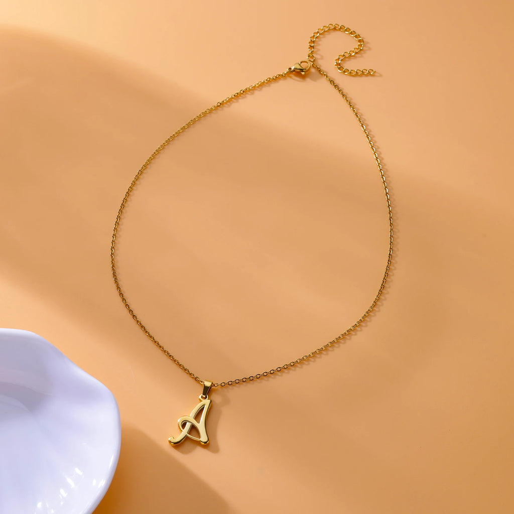 18k Cursive Initial Necklace