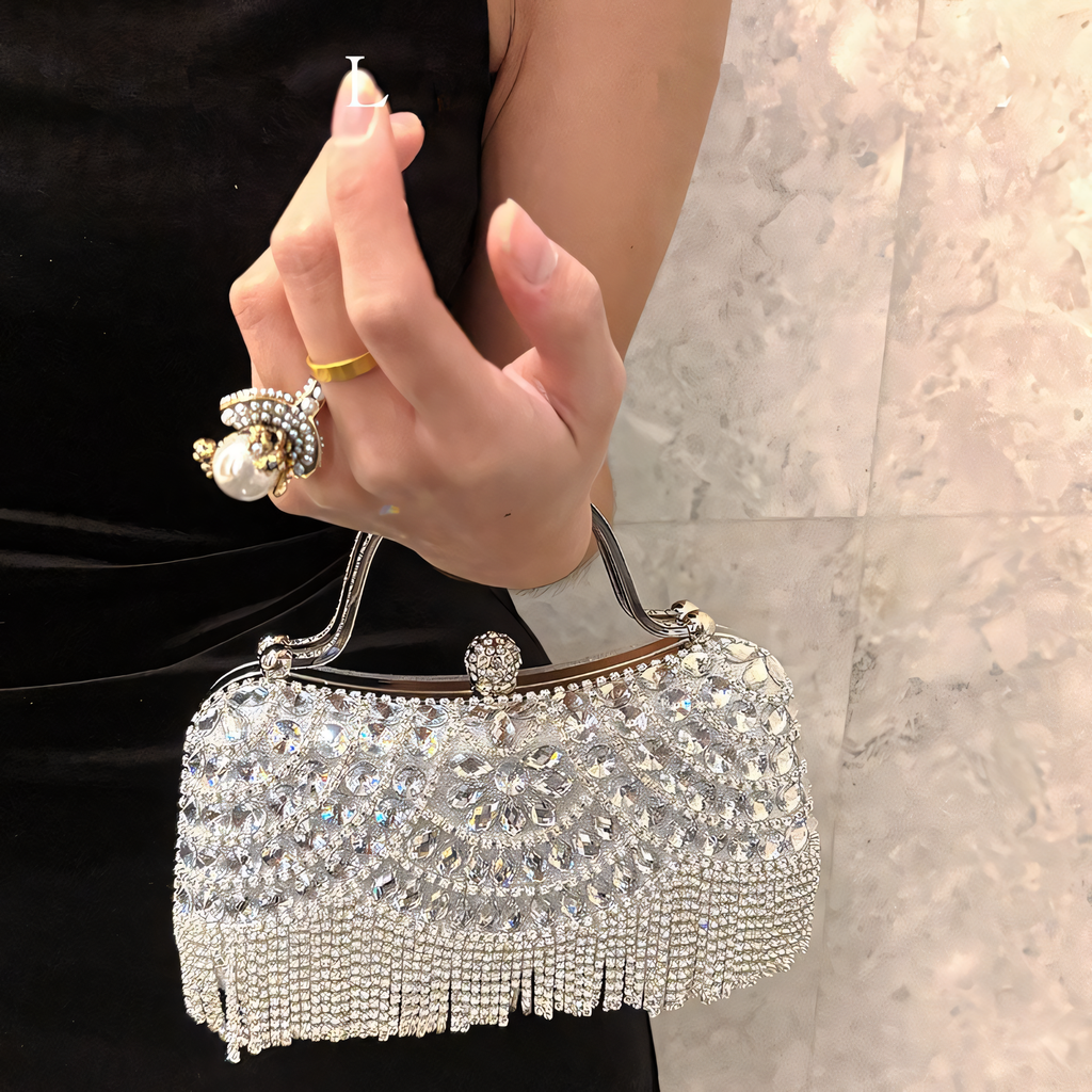 Crystal Tassel Evening Clutch Bag