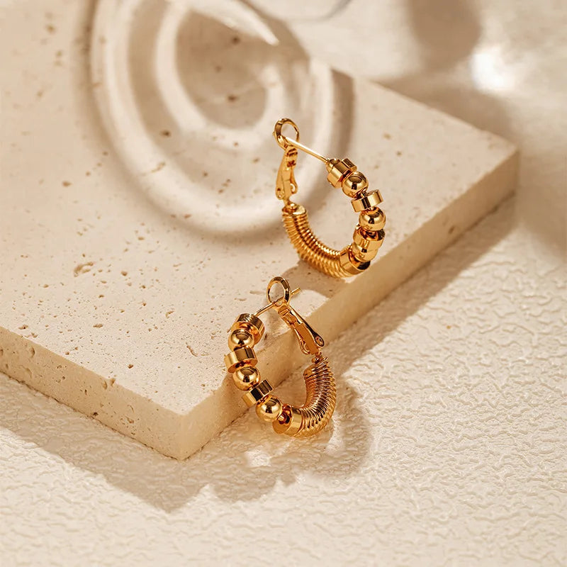 18k Textured Bead Earrings