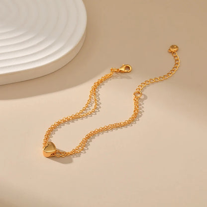 18k Double Chain Heart Bracelet