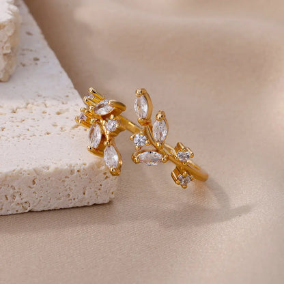 Crystal Leaves Ring