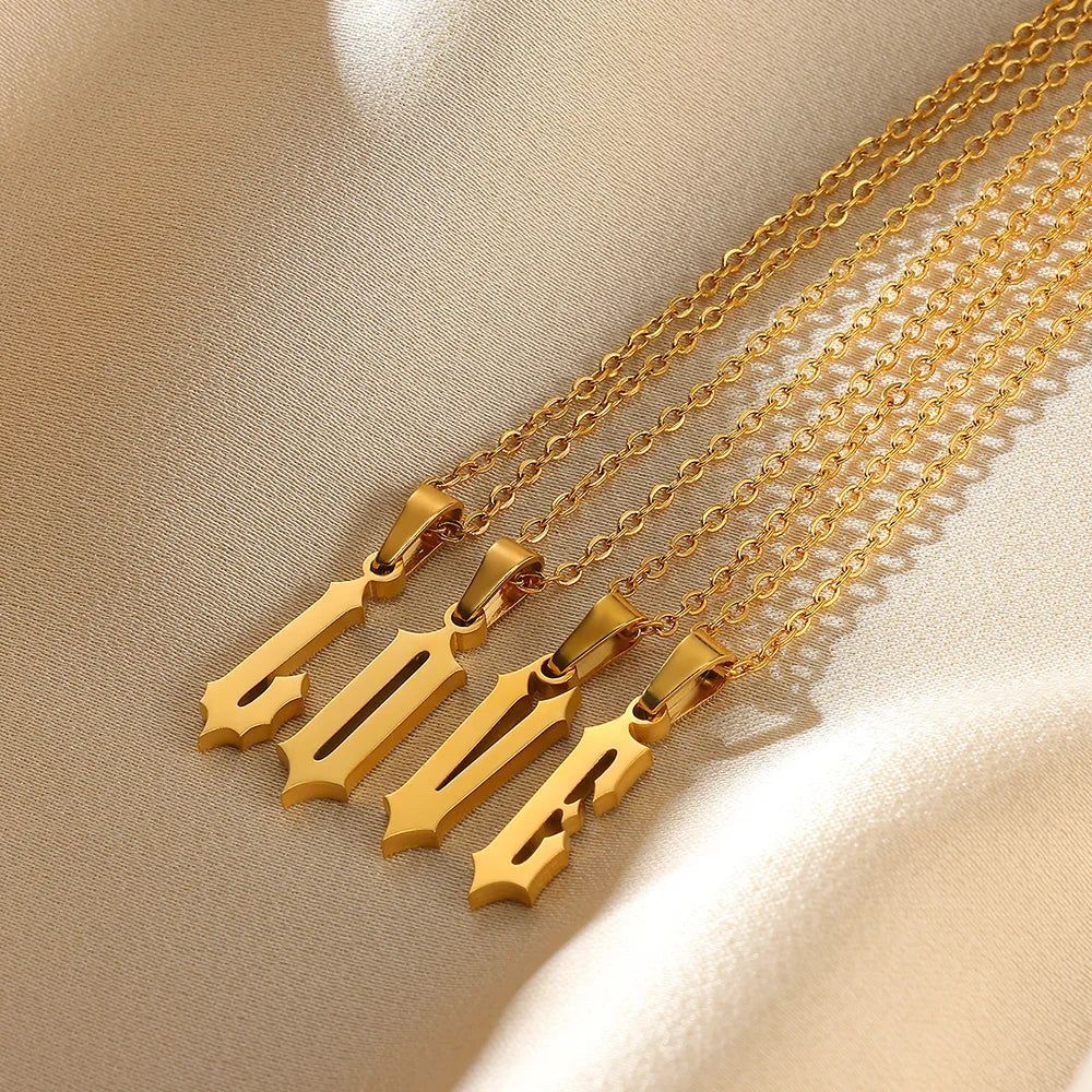 Old Gothic Initial Necklace