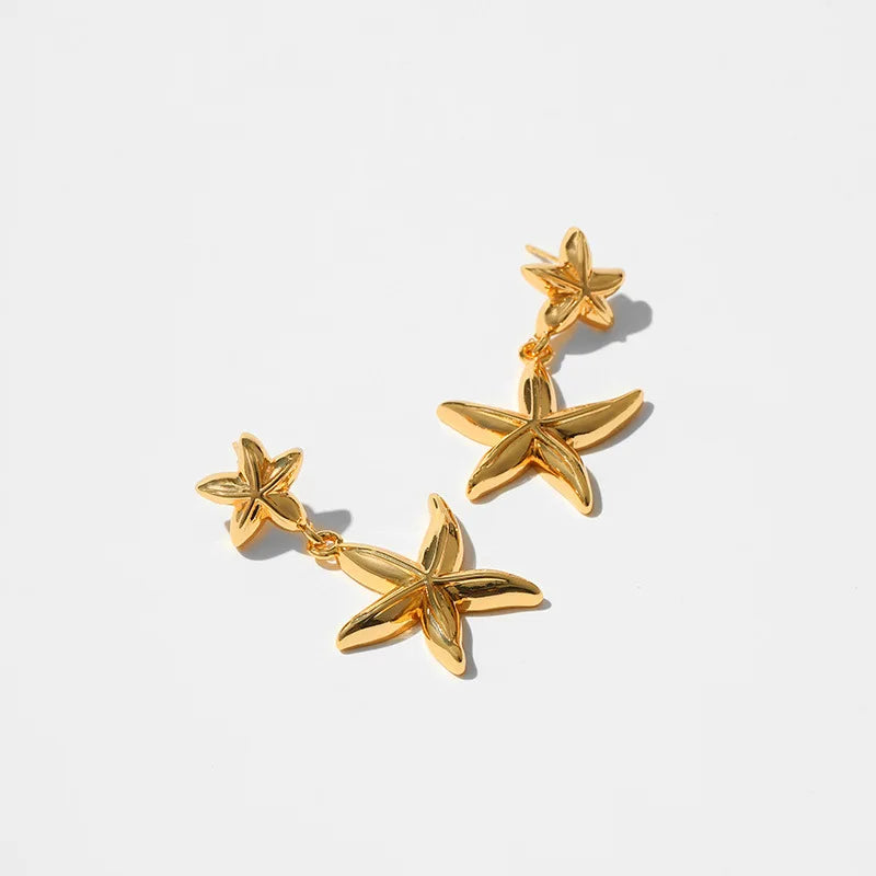 18k Dainty Starfish Earrings