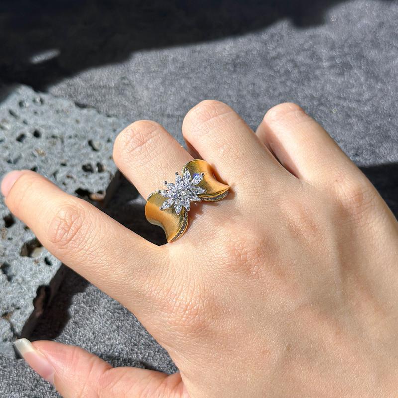 Brushed Crystal  Butterfly Ring