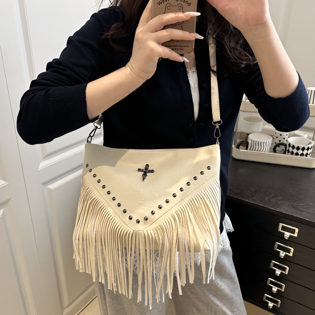 Western Cross Fringe Purse