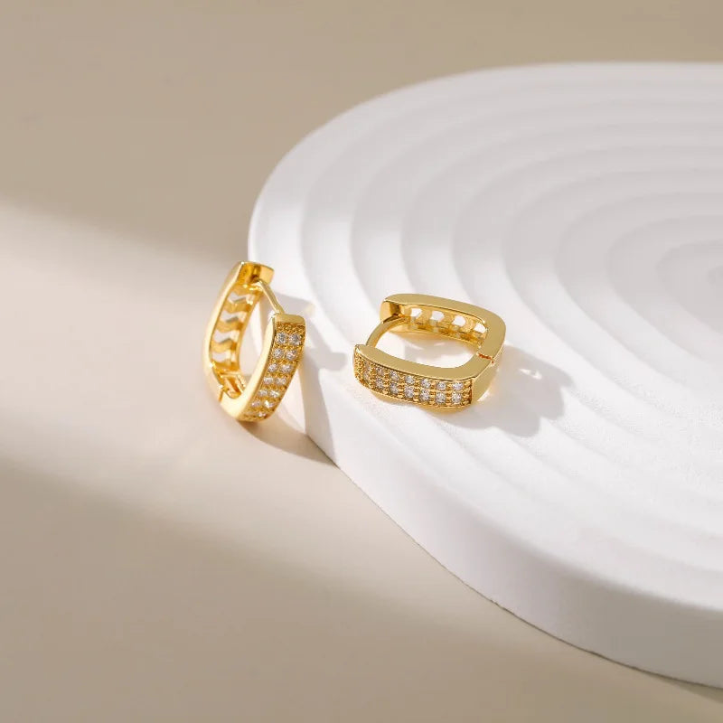 18k Sparkle Square Earrings