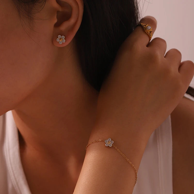 Dainty Crystal Flower Earrings
